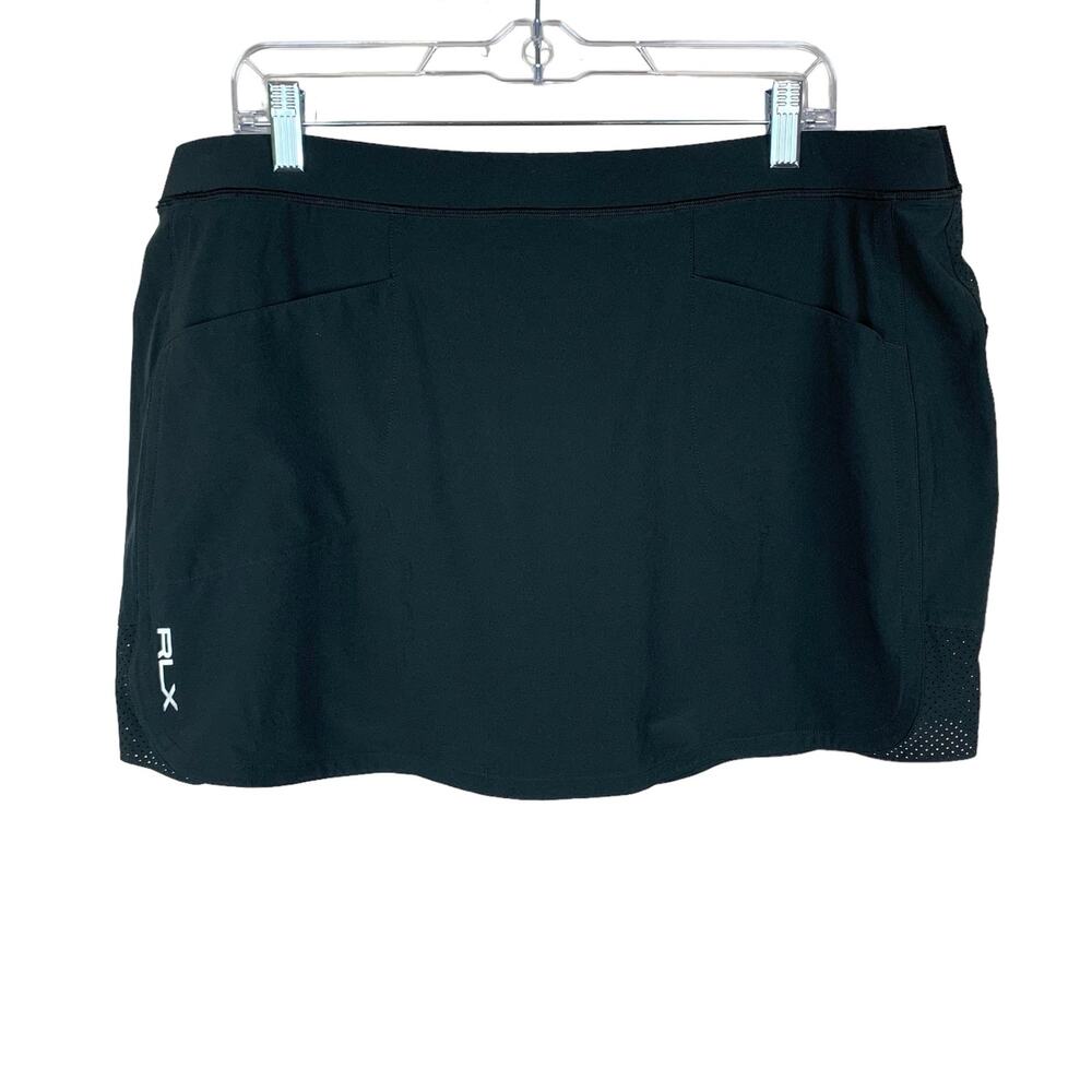 RLX Ralph Lauren Skort Black Stretch Lined Pockets Golf Pull On Women's XL